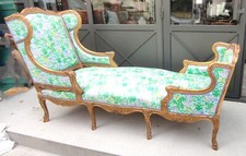 Ancienne Duchesse Chaise Longue Méridienne 19 Ème Siècle Bois  Style Louis XV