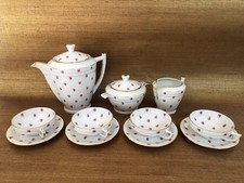 Service à Café LIMOGES - Porcelaine Française - Décor Roses & Filets Or - Rare -