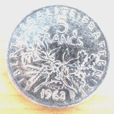 5 FRANCS  semeuse  en ARGENT  DE 1963  Type SEMEUSE