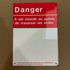 Plaque émaillée danger SNCF train ferroviaire