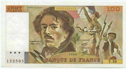 100 francs delacroix 1980 - francs,