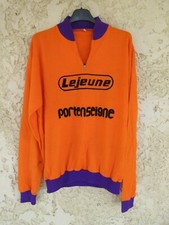 Maillot cycliste LEJEUNE PORTENSEIGNE vintage orange shirt trikot L/S années 70