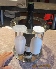 Présentoir Restaurant Bistrot à Seau Champagne Bouteille de Vin et Flûtes Verre