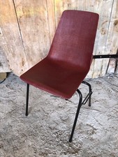 Chaise GROSFILLEX FANTASIA Ref 2005 Metal Noir + Coque Bordeaux Vintage #A138