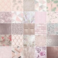 Fard & Rose Papier Peint - Géométrique Floral Paillette Métallique Marbre & Plus