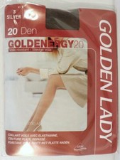 Collants ARGENT taille 3 - 20 D GOLDEN LADY pour femme silver tights woman #C70