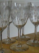 BACCARAT 6 ANCIENS VERRES A EAU EN CRISTAL MODELE MOLIERE ht 16,8 cm
