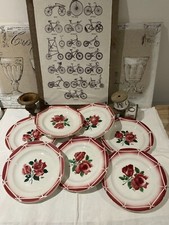 Lot 1 - 7 Assiettes plates Digoin Sarreguemines modèle CIBON vintage