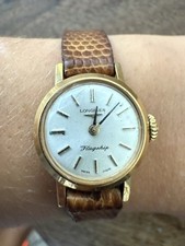 "Montre LonginesFlagship Cal. 410 Ref. 7670 Botier Doré Bracelet Cuir Vintage".