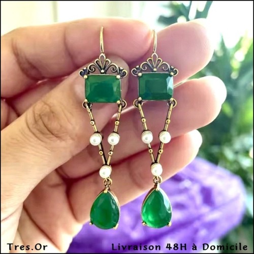 Boucles oreille cristal vert - boucles,