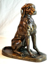 Grand chien épagneul en bronze sur terrasse XIX PER25CBR001