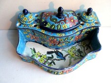 Encrier double en émaux comme