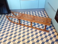 ANCIEN-GRAND LUGE BOIS-VINTAGE-DéCO-CHALET-MONTAGNE-123cm