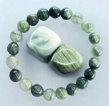 Bracelet En Jade Véritable Perles Vertes Pierre Naturelle Précieuse Fait Main