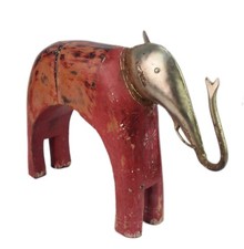 Vintage Lustrant Indien Heureux Coffre Dessus Éléphant Figurine Unique Maison