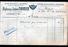 REMORETS COMMENTRY (03) DISTILLERIE LIQUEURS "Alphonse & Isidore THIVRIER" 1909