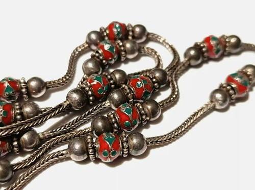 Collier argent émail perles