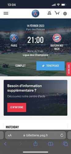 Places psg bayern - 1,