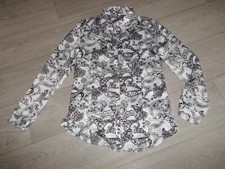 Chemisier satiné blanc et noir motif "bandana" taille S (grand) TBE