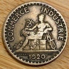 PIECE 1 FRANCS 1920 CHAMBRE DE COMMERCE BRONZE ALUMINIUM (1200) RECHERCHÉE