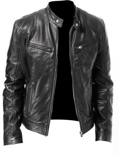 Veste cuir moto motard - en,