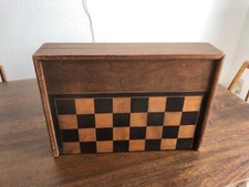 Jeu de Backgammon, Jacquet, Complet, Vintage en bois avec gobelets cuir