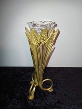 Vase cornet en bronze et verre
