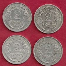 4 MONNAIES BELLES ET RARES 2 FRANCS MORLON ALU 1945 B 1945 C ET 1946 B 
