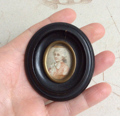 Ancien portrait miniature - portrait,