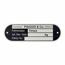 SIP Plaque D'Immatriculation "PIAGGIO&CO. GÊNES" VESPA SPÉCIALE V5R 50 1990-1990