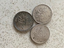 3 pieces de 5 frs argent 1960-1961-1965