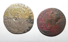 Lot de 2 monnaies féodales ou royales à identifier – Billon / Argent – Anciennes