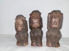 Les 3 singes de la sagesse scutptur en bois