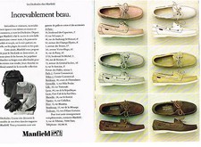 PUBLICITE ADVERTISING  1985   MANFIELD  chaussures les  DOCKSIDES ( 2 pages)