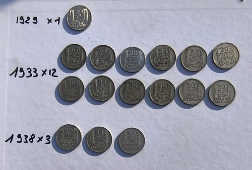 Lot pieces 20 franc - de,