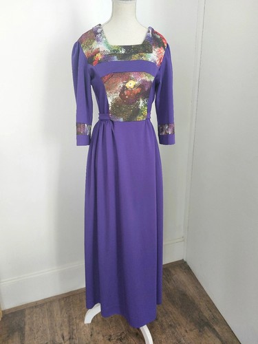 Robe longue vintage violette - robe,