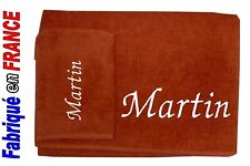 Serviette + gant de toilette personnalisé ou drap de bain  NEUF Ref.rouille