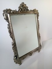 Antique Louis XVI Silver Plated Bronze French Table Mirror