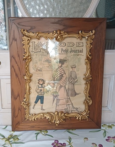 Ancien grand cadre bois - cadre, louis