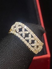 0,72 Cts Ronde Brillante Couper Diamants X Design Mariage Band Bague En 14K Or