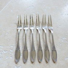 6 FOURCHETTES à ESCARGOTS ERCUIS modèle EMPIRE métal argenté couverts 15 cm .