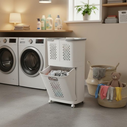 Panier linge roulettes - à,