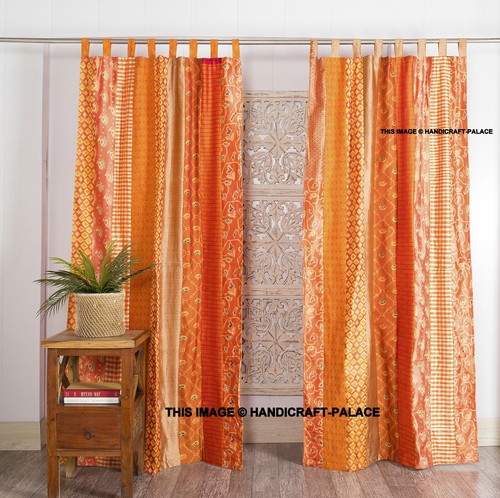 Orange vieux soie sari porte - orange,