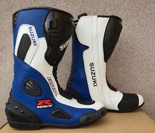 Bottes Moto Suzuki Homme en Cuir Véritable Course Racing Confort Protection CE