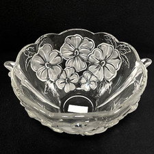 Superbe Beau Bol En Verre Givré Mikasa 10" Avec Motif De Pensée