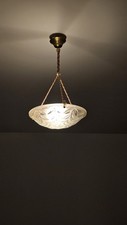 VASQUE EN VERRE PRESSE MOULEE  LUSTRE SUSPENSION ART DÉCO