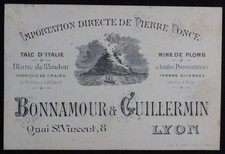 Carte de visite BONNAMOUR & GUILLERMIN Lyon Pierre ponce Craie billard talc