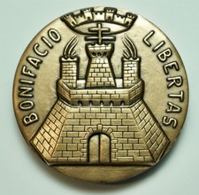 CORSE- BONIFACIO LIBERTAS , Médaille en Bronze Signée Carréca,  Monnaie de Paris