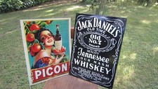 LOT (2) PLAQUES PUBLICITAIRES " PICON & JACK DANIEL'S TOLE PARFAIT ETAT !