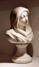 Sculpture 19th.C. Marble, Marbre Buste Femme voile antique,Atelier MERLINI Ed.